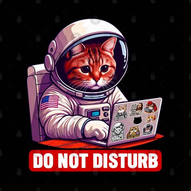 Do Not Disturb Astronaut Tabby Cat Laptop by Plushism