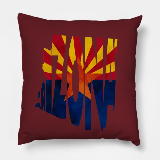 Arizona Typo Map Pillow by inspirowl