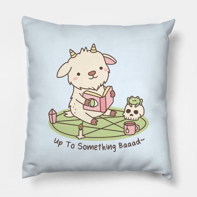 Cute Goat Up To Something Baaad Funny Pillow by rustydoodle