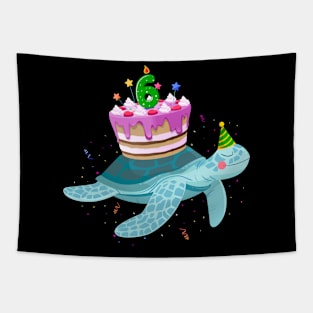 Turtle 6th Birthday 6 Years Old Turtles Reptiles Testudines Tapestry