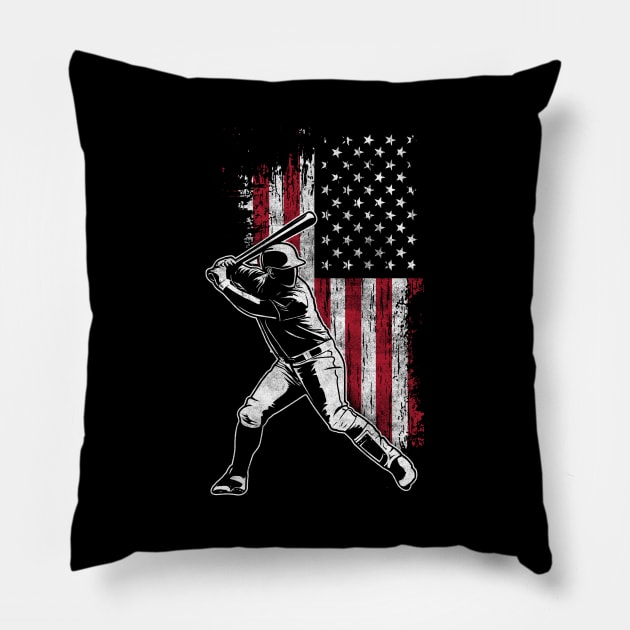 American Flag Baseball Batter Design Pillow by TeeShirt_Expressive