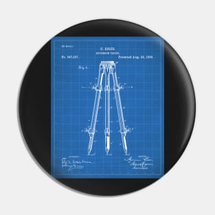 Surveyor Tripod Patent - Land Surveying Geology Geography Art - Blueprint Pin