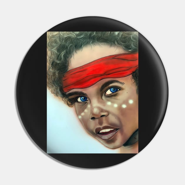 Australian indigenous child Red bandanna Pin by Accabella