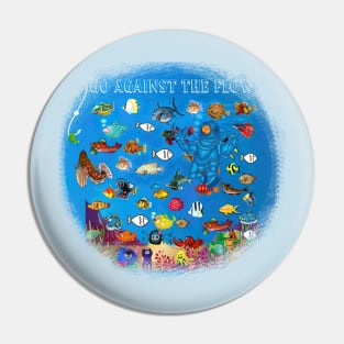 Against the Flow Christian Fish Tropical Summer Beach Ocean Pin