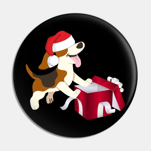 Beagle Dog In Santa Hat Christmas Gift For Dog Lover Pin by EduardjoxgJoxgkozlov