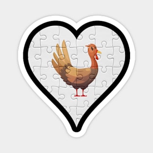 Jigsaw  Turkey Heart Design - Farm Animals Turkey Magnet