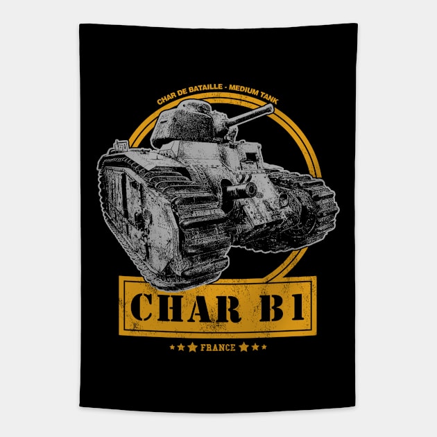 Char B1 French WW2 Tank Tapestry by rycotokyo81