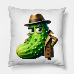 Cucumber Wearing Trench Coat Pillow