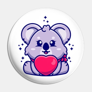 Cute baby koala cartoon with love Pin