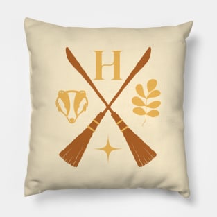 yellow badger house wizarding school logo Pillow