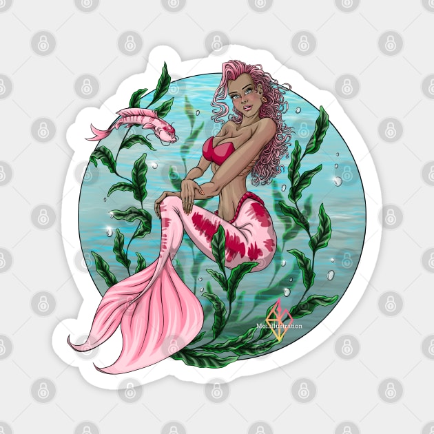 mermaid with carp Magnet by Mei.illustration