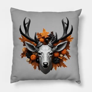 halloween fall deer with huge antlers Pillow