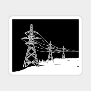 Pylons Linocut in Black and White Magnet