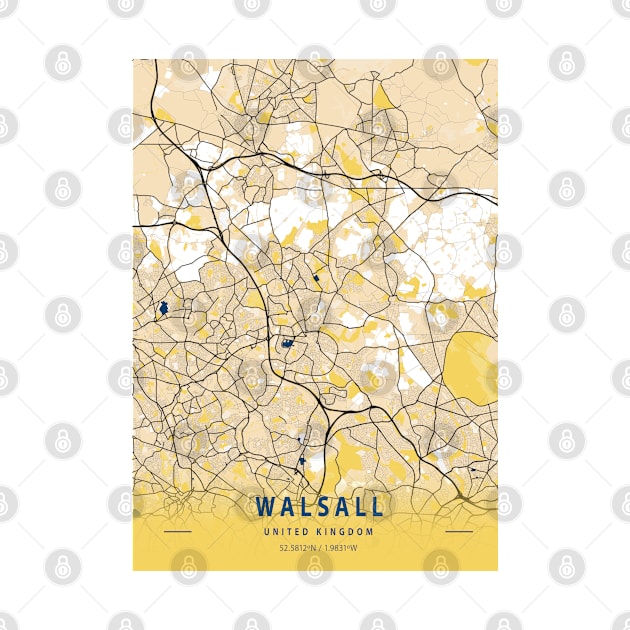 Walsall - United Kingdom Yellow City Map by tienstencil