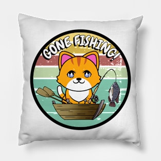 Cute orange cat has gone fishing Pillow