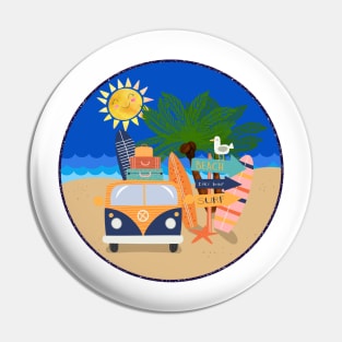 Vacation At the Beach! Sun, Sand and Surf Pin