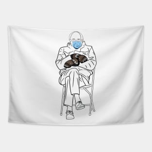 bernie sanders mittens line art Tapestry