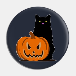 Black cat and pumpkin Pin