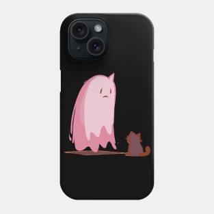 Friendship Pink sad ghost and cat Phone Case