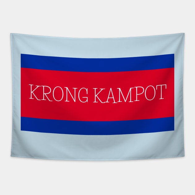 Krong Kampot City in Cambodian Flag Colors Tapestry by aybe7elf