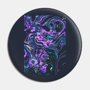 Abstract Liquid Chrome Psychedelic Pattern Festivals EDM Pin