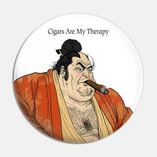 Puff Sumo: Cigars Are My Therapy on a light (Knocked Out) background Pin