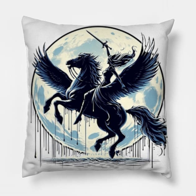 Moonlit Pegasus Valkyrie Pillow by ALM Artbox