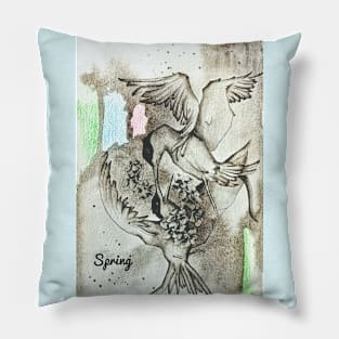 Blooming birds Pillow