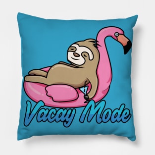 Vacay Mode Funny Sloth Cartoon Pillow