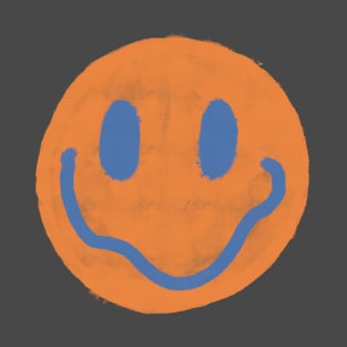 Orange and Blue Vintage Smiley Face T-Shirt