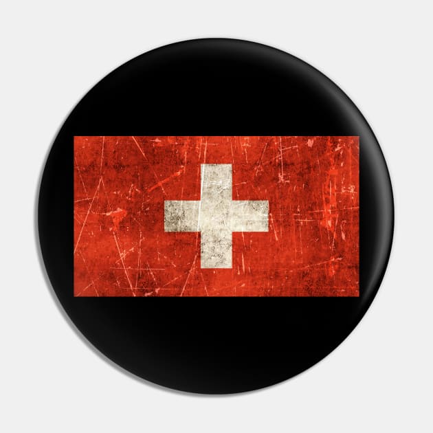 Vintage Aged and Scratched Swiss Flag Pin by jeffbartels