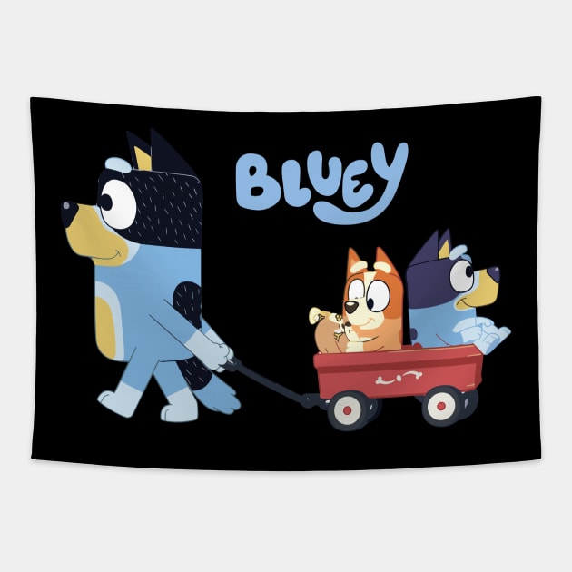 Bluey Bandit, Bluey, Bingo Wagon Ride Tapestry by Inspire Gift