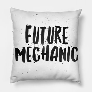 Future Mechanic Black Text Pillow