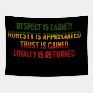 Motivational, Respect is Earned, Rasta Colors Tapestry