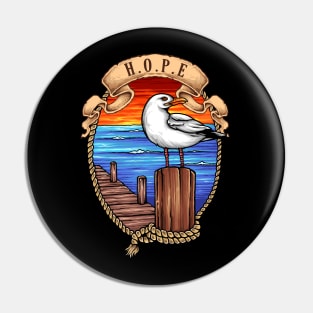 Seagull is all H.O.P.E for sailor who got lost in the ocean Pin
