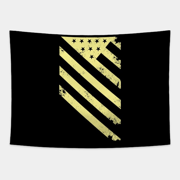 Yellow Distressed American Diagonal Flag USA Patriotic Tapestry by DazzlingApparel