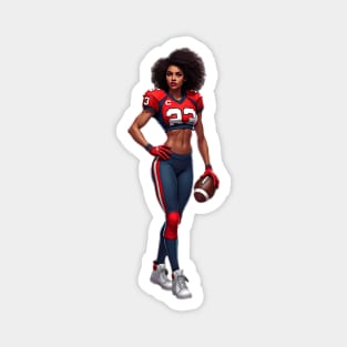 Female American Football Player Cartoon Magnet