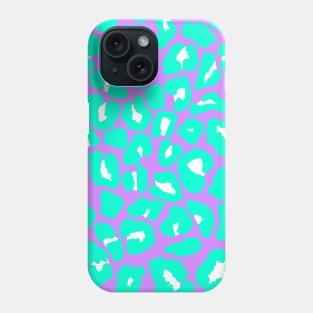 Textured Leopard Print Pattern in Mint Green, Purple and White Phone Case