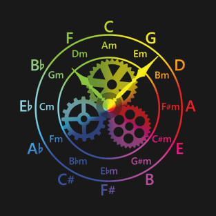 Circle of Fifths Mechanical Clock Style Color Wheel T-Shirt