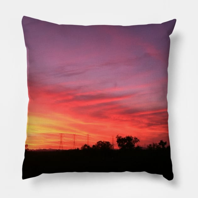 Searing sunset Pillow by littlebird