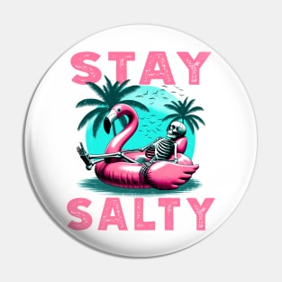 Stay Salty Skeleton Flamingo T-Shirt – Beach Bum Vibes Tee Pin