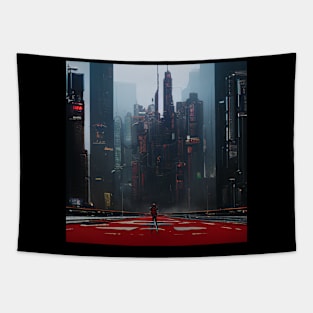 Vintage Cyberpunk Night City Tapestry