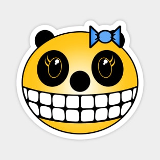 Girl Panda Bear - Yellow with Blue Bow Magnet