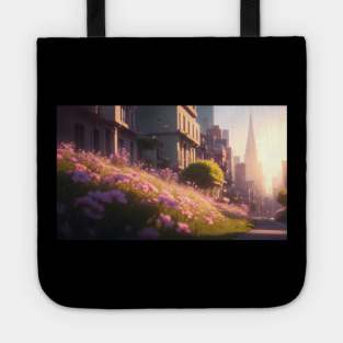 City street with beautiful flowers Tote