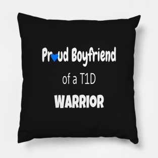 Proud Boyfriend White Text Blue Heart Pillow