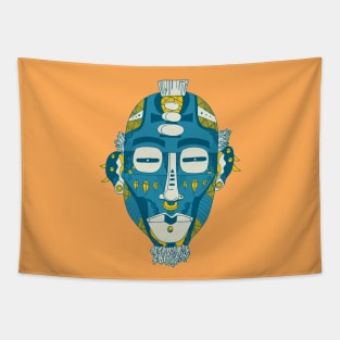 Retro Wave African Mask 5 Tapestry