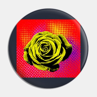 Rose, yellow, red, blue, pop art Pin