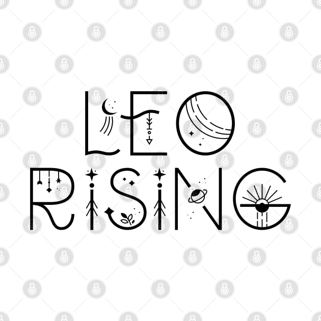 Leo rising sign celestial typography by lilacleopardco