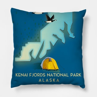 Kenai Fjords National Park Alaska travel map Pillow