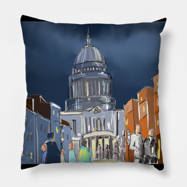 London blue abstract Pillow by sukhpalgrewal